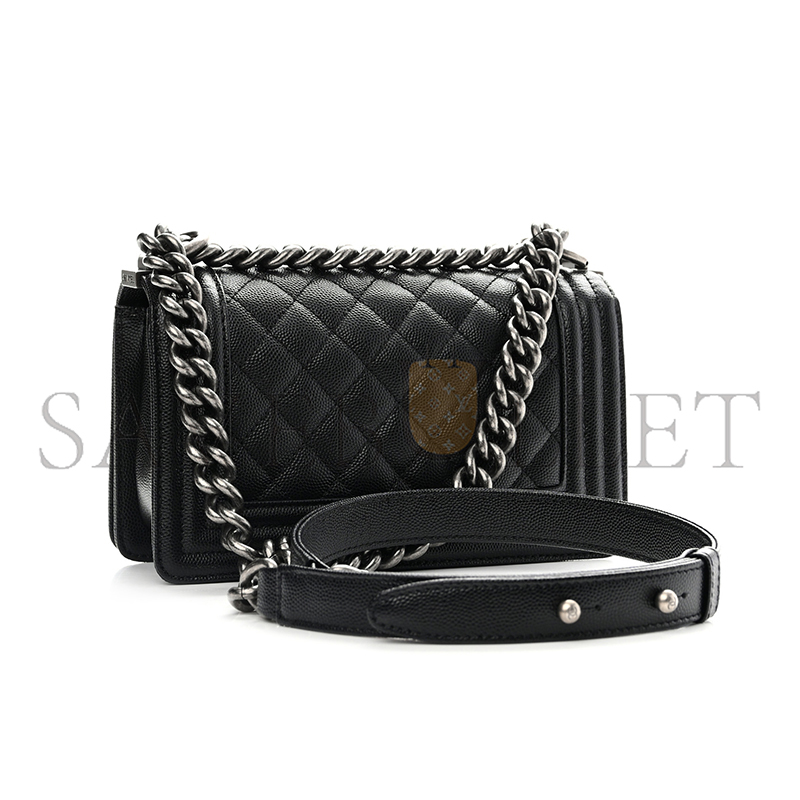 CHANEL MASTER CAVIAR SMALL QUILTED BOY FLAP BLACK A67085 Y83338 94305 (20*12*8cm)